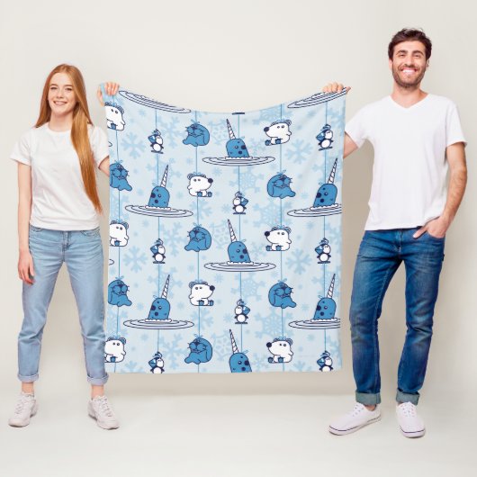 Couverture Polaire M. Narwhal Blue Snowflake Motif (En situation)