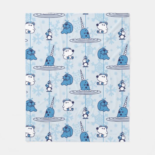 Couverture Polaire M. Narwhal Blue Snowflake Motif (Devant)