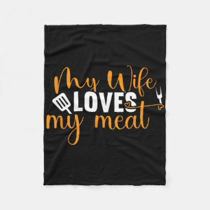 Couverture Polaire Ma Femme Aime Ma Viande Drôle Grillation Barbecue