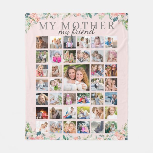 Couverture Polaire MA MÈRE MON AMI Photo Collage Mère Fille (Devant)