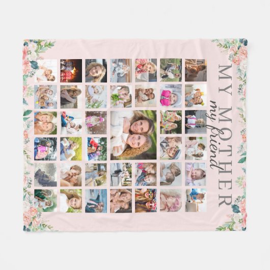 Couverture Polaire MA MÈRE MON AMI Photo Collage Mère Fille (Devant (Horizontal))