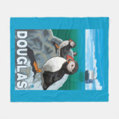 Couverture Polaire Macareux et bateau de croisière - Douglas, Alaska (Devant (Horizontal))