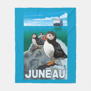 Couverture Polaire Macareux et bateau de croisière - Juneau, Alaska