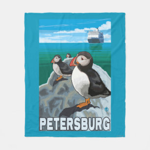 Couverture Polaire Macareux et bateau de croisière - Pétersbourg,