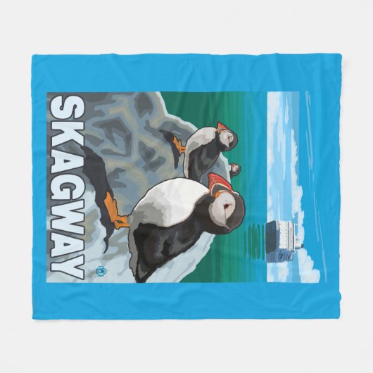 Couverture Polaire Macareux et bateau de croisière - Skagway, Alaska (Devant (Horizontal))