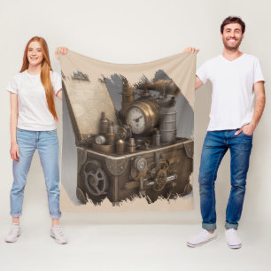 Couverture Polaire Machine à temps Steampunk - Vintage coffre au trés