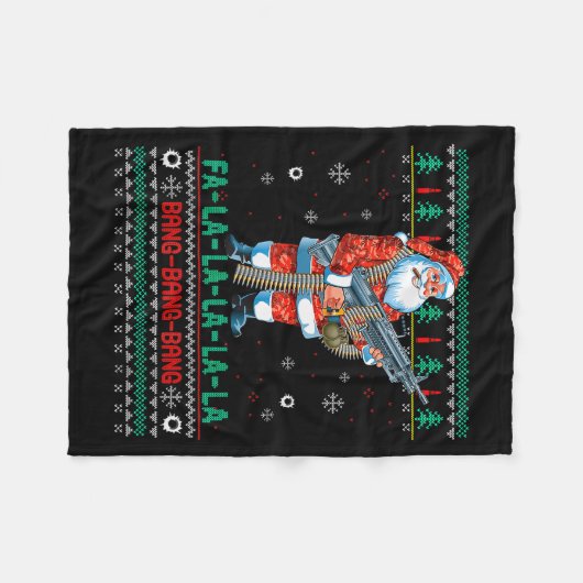 Couverture Polaire Machine Santa Claus Gun Lover Ugly Christmas Sweat (Devant (Horizontal))