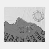 Couverture Polaire Machu Picchu élégant dessin sur gris argent (Devant (Horizontal))