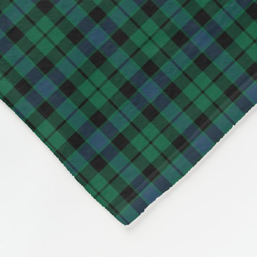 Couverture Polaire MacKay Clan Vert, bleu et noir Tartan (Coin)