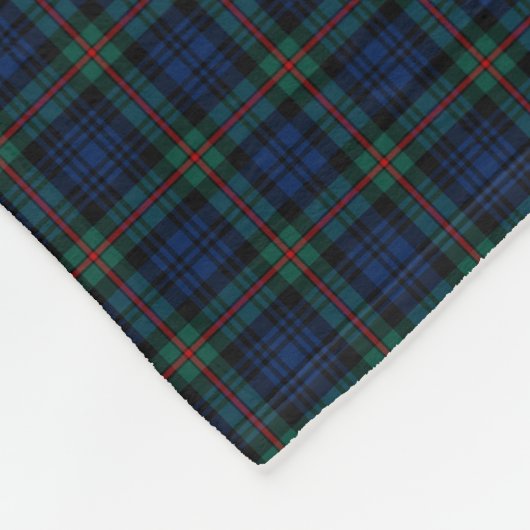 Couverture Polaire MacKinlay Clan Bleu, Noir et Vert Tartan (Coin)