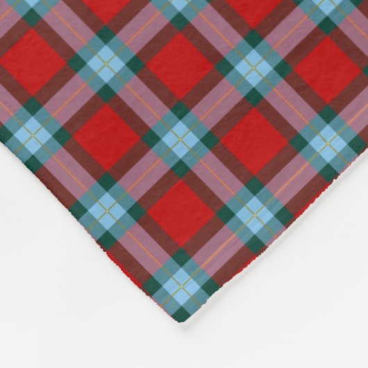 Couverture Polaire MacLaine Clan Bright Red et Sky Blue Tartan (Coin)