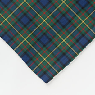 Couverture Polaire MacLaren Clan bleu foncé, vert et jaune Tartan