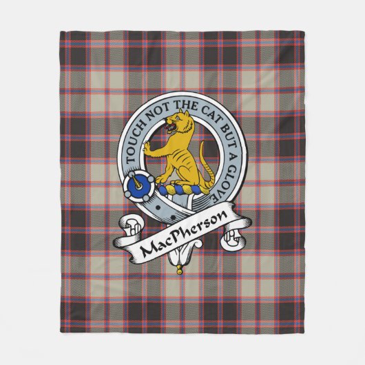 Couverture Polaire MacPherson Chasse Ancien Clan Badge Tartan Plaid (Devant)