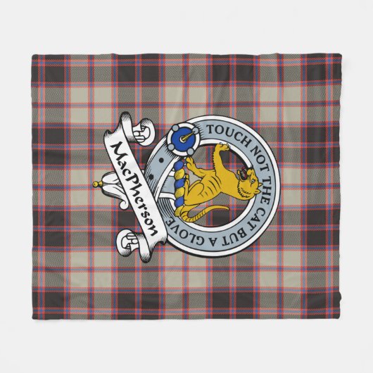 Couverture Polaire MacPherson Chasse Ancien Clan Badge Tartan Plaid (Devant (Horizontal))