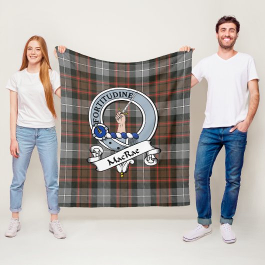 Couverture Polaire MacRae Chasse Clan Patiné Badge Tartan Plaid (En situation)