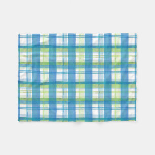 Couverture Polaire Madras Plaid Green et Blue