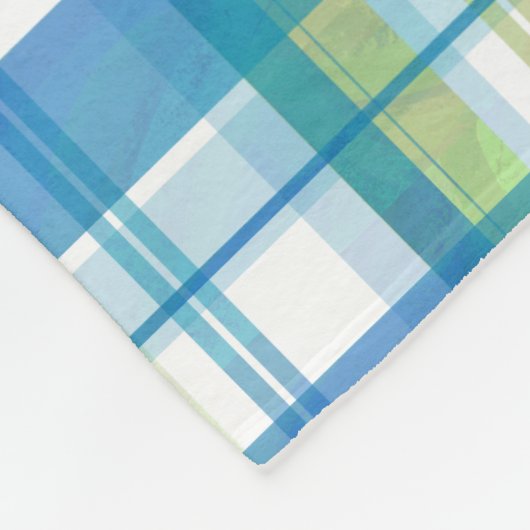 Couverture Polaire Madras Plaid Green et Blue (Coin)