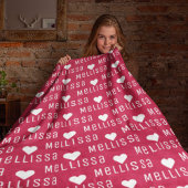 Couverture Polaire Magenta Nom répétitif Monogramme Coeur