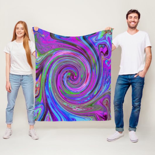 Couverture Polaire Magenta Swirl coloré Retro Design abstrait (En situation)