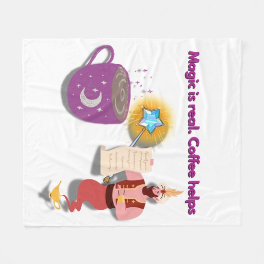Couverture Polaire Magic Is Real, Coffee Helps – Cozy Wizard Blanket (Devant (Horizontal))