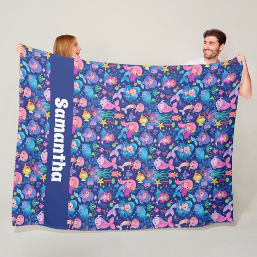 Couverture Polaire Magie de sirène avec personnalisation (En situation)