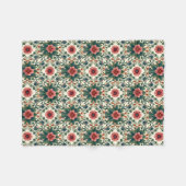 Couverture Polaire Magie des fleurs boho - dans des nuances de vert e (Devant (Horizontal))