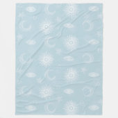 Couverture Polaire Magique Lune blanche Soleil Étoiles Bleu motif (Devant)