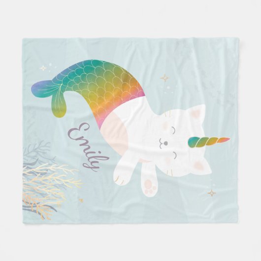 Couverture Polaire Magique Mermaid Kitty Parties scintillant arc-en-c (Devant (Horizontal))