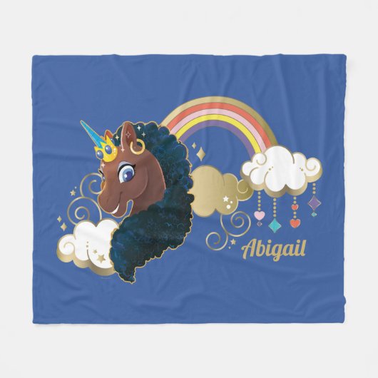 Couverture Polaire Magique Unicorn Arc en ciel et nuages Design (Devant (Horizontal))