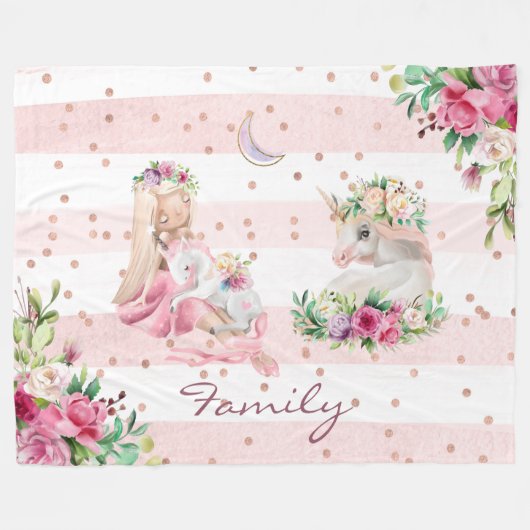 Couverture Polaire Magique Unicorn bébé fille (Devant (Horizontal))