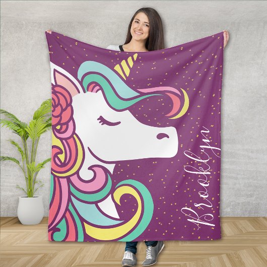 Couverture Polaire Magique Unicorn Gold Parties scintillant Girly