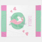 Couverture Polaire Magique Unicorn rose et Turquoise Nom de la petite (Devant (Horizontal))