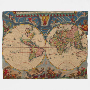Couverture Polaire Magnifique carte Vintage du vieux monde