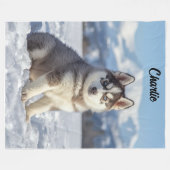 Couverture Polaire Magnifique Husky Personnalisé (Devant (Horizontal))