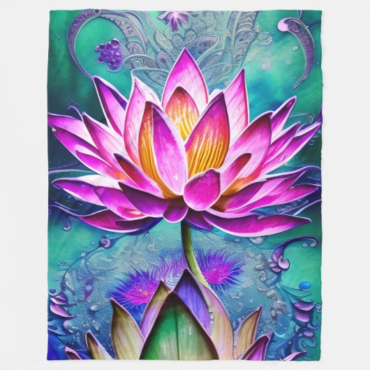 Couverture Polaire Magnifique Portrait rose Lotus Flower (Devant)