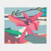 Couverture Polaire Magnolia rose Abstrait Blocs de couleurs florales  (Devant (Horizontal))