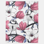Couverture Polaire Magnolia rose et métis bleu (Devant)