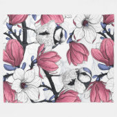 Couverture Polaire Magnolia rose et métis bleu (Devant (Horizontal))
