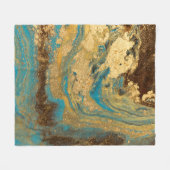 Couverture Polaire Maillage d'or : texture de marbre bleu. (Devant (Horizontal))