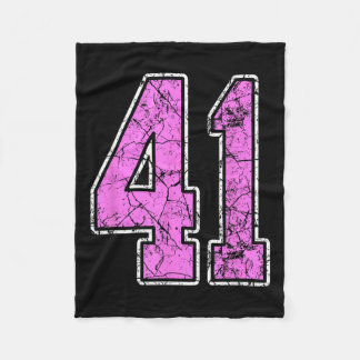 Couverture Polaire Maillot de joueur Grunge rose et rose Numéro 41 Un