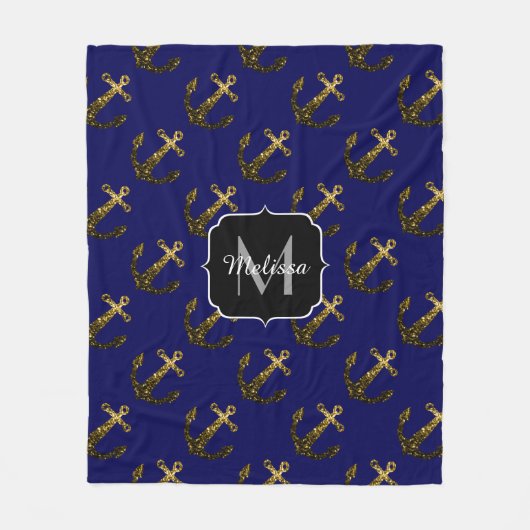 Couverture Polaire Maillot or motif Ancre marine Monogram (Devant)