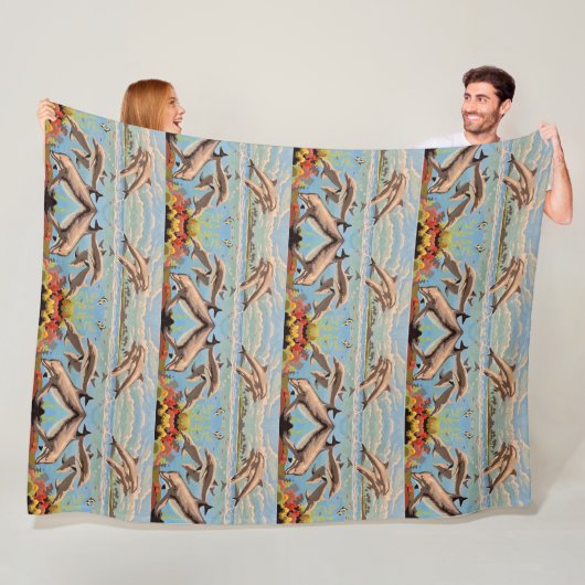 Couverture Polaire Main Painted by Number | Dolphins | (En situation)