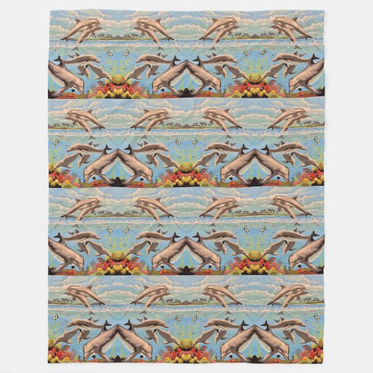 Couverture Polaire Main Painted by Number | Dolphins | (Devant)