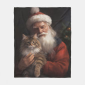 Couverture Polaire Maine Coon avec Noël Festif du Père Noël (Devant)