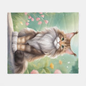 Couverture Polaire Maine Coon Cat Art (Devant (Horizontal))