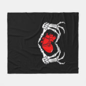Couverture Polaire Mains De Squelette Effrayant Et Coeur Rouge Déplai (Devant (Horizontal))