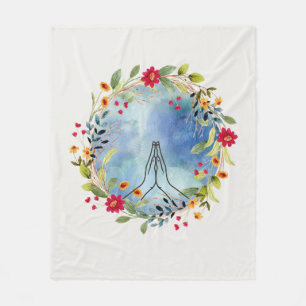 Couverture Polaire Mains en prière aquarelle