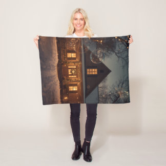 Couverture Polaire Maison confortable Winter Wonderland avec bulles