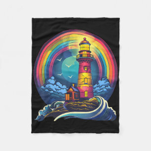 Couverture Polaire Maison de bord de mer phare voile mer bateau lumiè