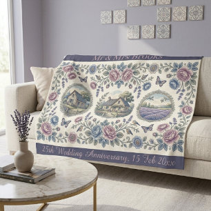 Couverture Polaire Maison de campagne toile de Jouy florale mariage a